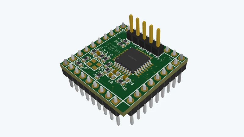 CraftVia Core-S G031 Rev0の部品と外周ピンを確認できる3Dプレビュー